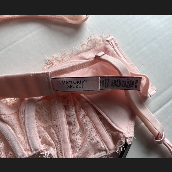 Victoria Secret Dream Angels Push Up Without Padding Lace Bra Pink 34B Set XS - Picture 10 of 11